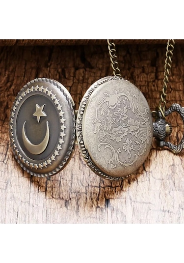 Smael Ay Yıldız Kabartmalı 50 MM Köstekli Cep Saati