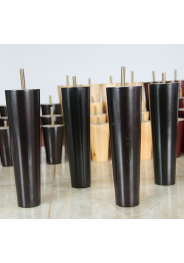 Suntek Magideal 4 Adet Koni Şekli Okaliptüs Masif Ahşap Mobilya 20 CM Siyah