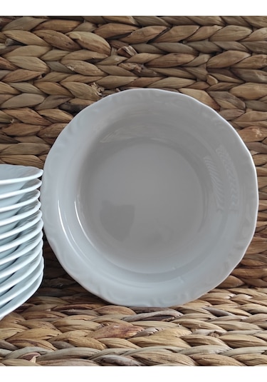 Porland Porselen Anadolu Beyazı 19 Cm Büyük 12 Adet Çukur Tabak