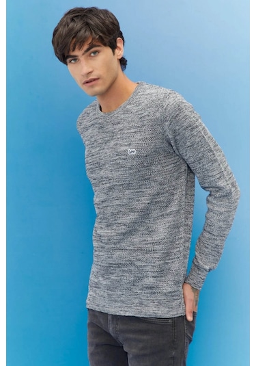 Lee Erkek Regular Fit Normal Kesim Sıfır Yaka Triko Kazak 672L212 Gri
