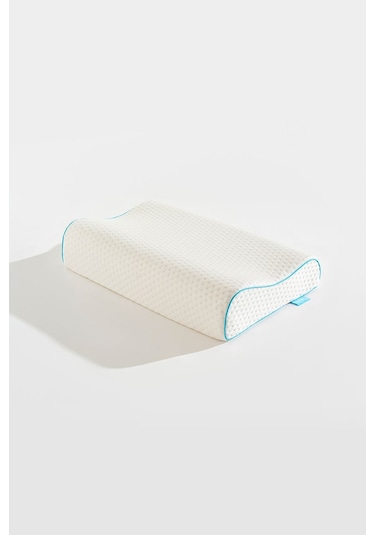 Yüksek Visco Yastık Çift Boyun Destekli Ortopedik Visko Yastık - 60x40x14/12cm Beyaz