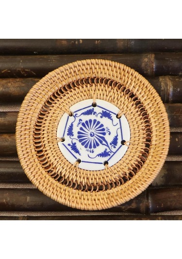 Suntek Tatil Yemeği Yemek Ev Için Yuvarlak Dokuma Servis 13cm Kahverengi