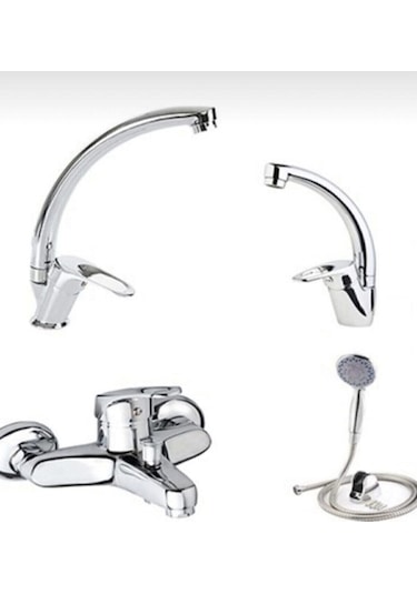 Vatan Mix 4 Lü Batarya Set Mutfak Banyo Lavabo Ve Duş Seti Krom