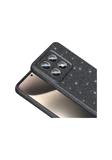 Ardemix 14t Pro Kılıf Kamera Korumalı Simli Lüks Koton Kapak - Siyah Siyah