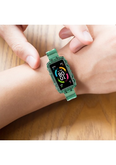 Huawei Band 7 İçin Tek Parçalı Saydam Silikon Saat Lastiği Saydam