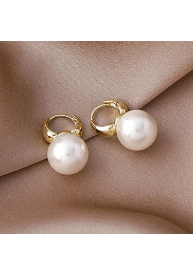 Sevimli Simülasyon İnci Çiviler Hoop Küpe Kadınlar İçin Eardrop Minimalist Küpe Düğün Moda Takı Beyaz