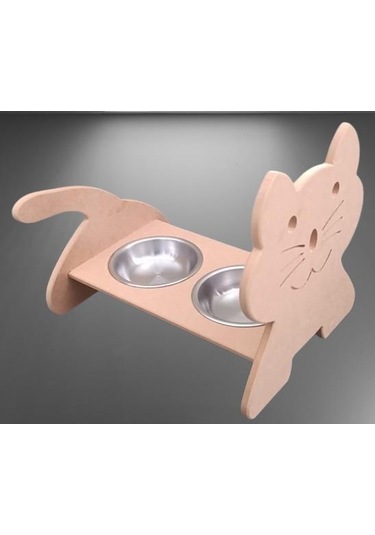 Hobi Adn 90369 Model Kedi Mama Su Kabı Seti Paslanmaz Tabak El Yapım