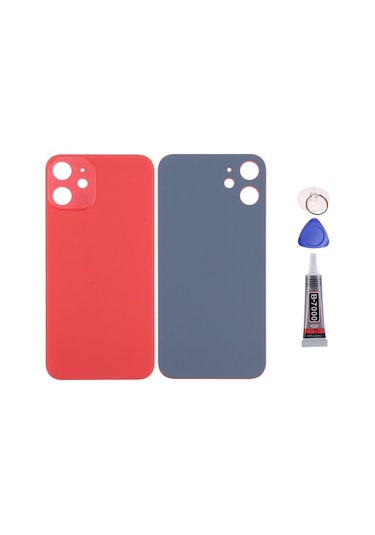 Apple Uyumlu iPhone 12 Kırmızı Arka Kapak Batarya Kapağı Pil Kapağı Yapışkan Ve Sökme Aparatıyla Beraber Full Set Kırmızı