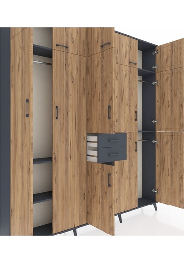 Arges Dolap 10 Raflı 2 Çekmeceli 3 Askılı 220x30x243 Antrasit-çam/antrasit Atlas Çam/antrasıt Arges Dolap 10 Raflı 2 Çekmeceli 3 Askılı 220x30x243 Antrasit-çam/antrasit Atlas Çam/antrasıt