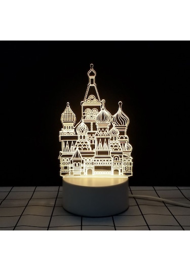 Fosenze Kale Desenli 3d Led Gece Lambası - Dokunmatik Kontrol, 3 Renk Seçeneği, Usb Beslemeli, Çocuk Odası Dekorasyonu Beyaz