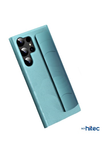 Schitec Samsung Galaxy S24 Ultra Uyumlu Premium Case Parmak Askılı Telefon Kılıfı Açık Mavi