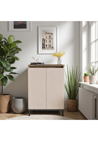 Robin Home Çok Amaçlı Dolap Ayakkabılık Metal Ayaklı Kahverengi