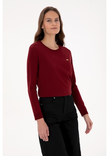 U.S. Polo Assn. Kadın Bordo Bisiklet Yaka Basic Kazak 50313579-VR014