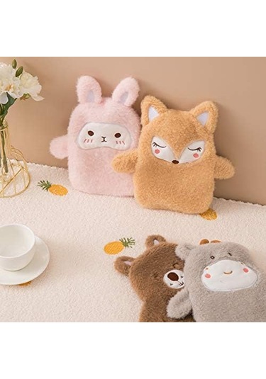 Gözleri Kısık Pembe Tavşan, Sıcak Su Torbası, Hayvan, Çizgi Film, Fermuar Diğer