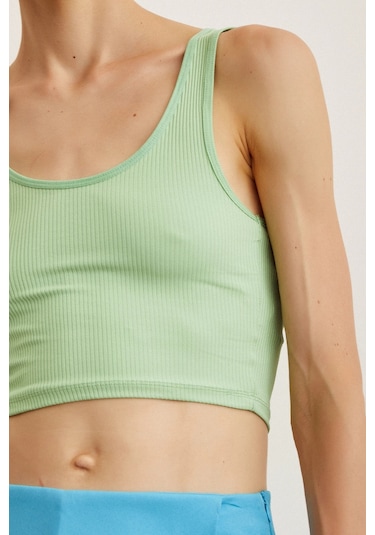 Trendquel Askılı Crop Bluz Yeşil Yeşil