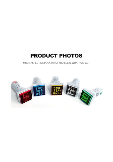 Reedark 3'ü 1 Arada Ac Akım Voltaj Frekans Göstergesi - 22mm Kare Led Ekran 60-500v/0-100a/20-75hz