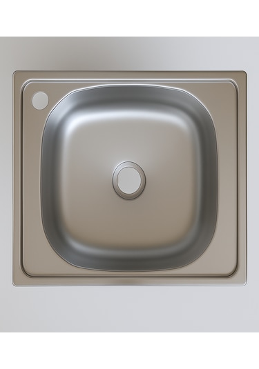 Sinkon 40x50 Tezgah Üstü Krom Mutfak Evye Sol Delikli Küçük Sifonlu Krom