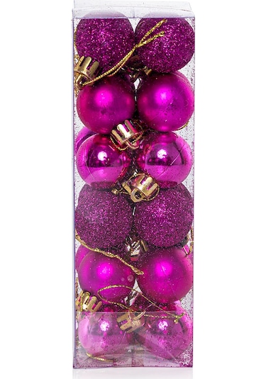 Yılbaşı Çam Ağacı Süsü Fuşya Top 3 Cm 24'lü