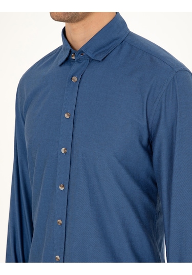 Pierre Cardin Erkek İndigo Gömlek Desenli 50293255-vr028 İndigo