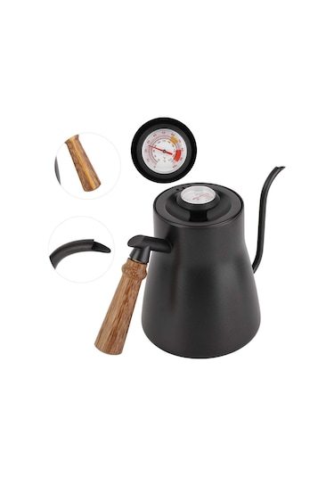 On Off Kamp Ceviz Sap Termometreli Kahve Su Isıtıcı Dripper 650ml