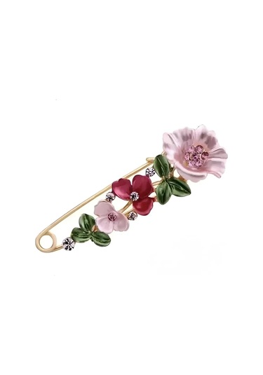 Bijoubijou Çiçekli Renkli Broş İğnesi 431759465 Altın Rengi
