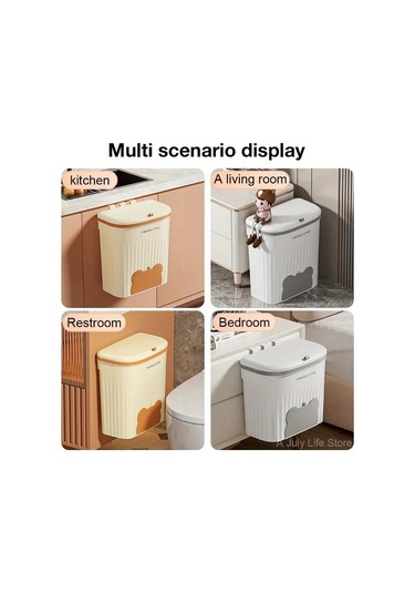 Dashanshop Beyaz 12l Duvar Tipi Çöp Kovası Lavabo Altı Kapaklı Mutfak Çöpü Beyaz