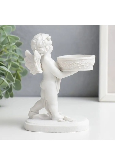 Simalend Şamdan "beyaz Tüylü Melek" 12,5x10x5,8 Cm 144771832 Beyaz