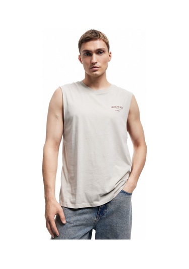 Koton Bisiklet Yaka Kolsuz Pamuklu Arkası Baskılı Atlet Bej 5sam30015mk Ekru