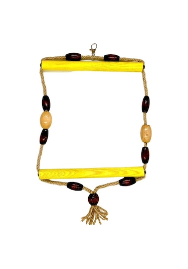 Markapet Doğal Ahşap Papağan Salıncağı Boncuklu 21 x 36 cm