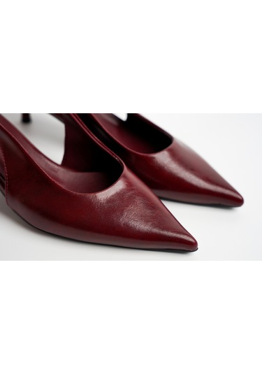 Assortie Bordo İnce Topuklu Slingback Kadın Ayakkabı Bordo