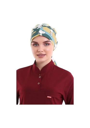 Snopy Desenli Tesettür Cerrahi Bone​​​​​​​ - Tesettür Doktor Hemş-3910 Snopy-Standart