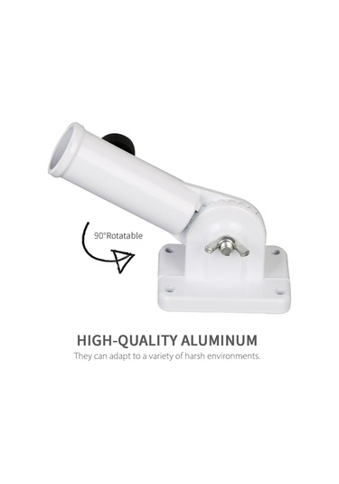 Padalink Beyaz Alüminyum Bayrak Direği Tutucu, 90 Derece Ayarlanabilir, Dayanıklı Taşlı Tabanlı, Ev Ve İşyeri Uygun, 25mm Çaplı