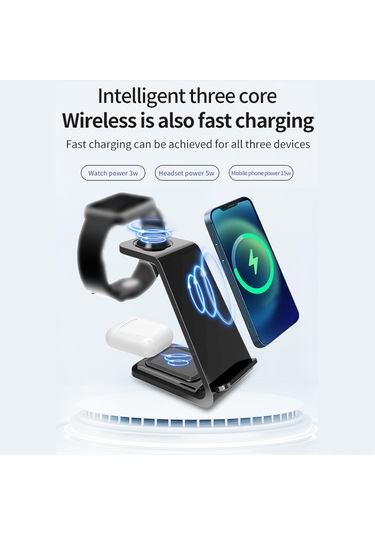 Hombey Akıllı 4'lü Kablosuz Manyetik Şarj Aleti - Saat Ve Kulaklık Desteğiyle 15w Hızlı Şarj - İphone 8/x/11/12/13 Serisi Uyumlu