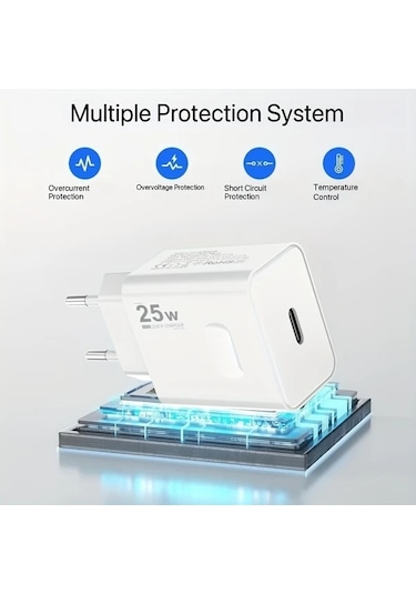 Honeybeeshop Beşli Fiş 1m Kablo Samsung İpdone Uyumlu Hızlı Şarj Cihazı 25w Usb C Ve Usb Cden Lightning Kablolu