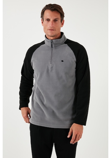 Buratti Slim Fit Yarım Fermuarlı Kışlık Şardonlu Erkek Polar 5906055 Gri
