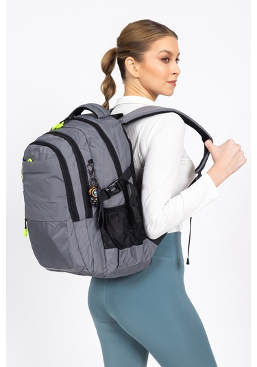 Fermuarlı Geniş Bölmeli Spor & Okul Sırt Çantası Hafif, Ergonomik Ve Dayanıklı Tasarım - Gri Gri