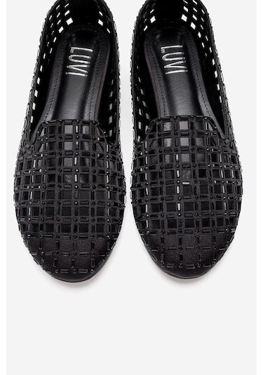 Luvishoes Sılva Siyah Taşlı Kadın Babet Ayakkabı Siyah
