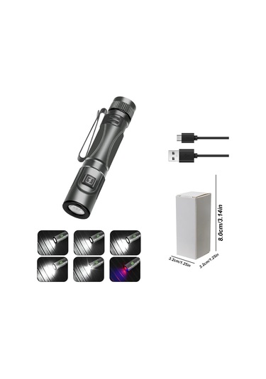 Heinast 2000lm Mini Led El Feneri, Usb Şarj Edilebilir, Kampçılık Balıkçılık İçinmavi Mavi