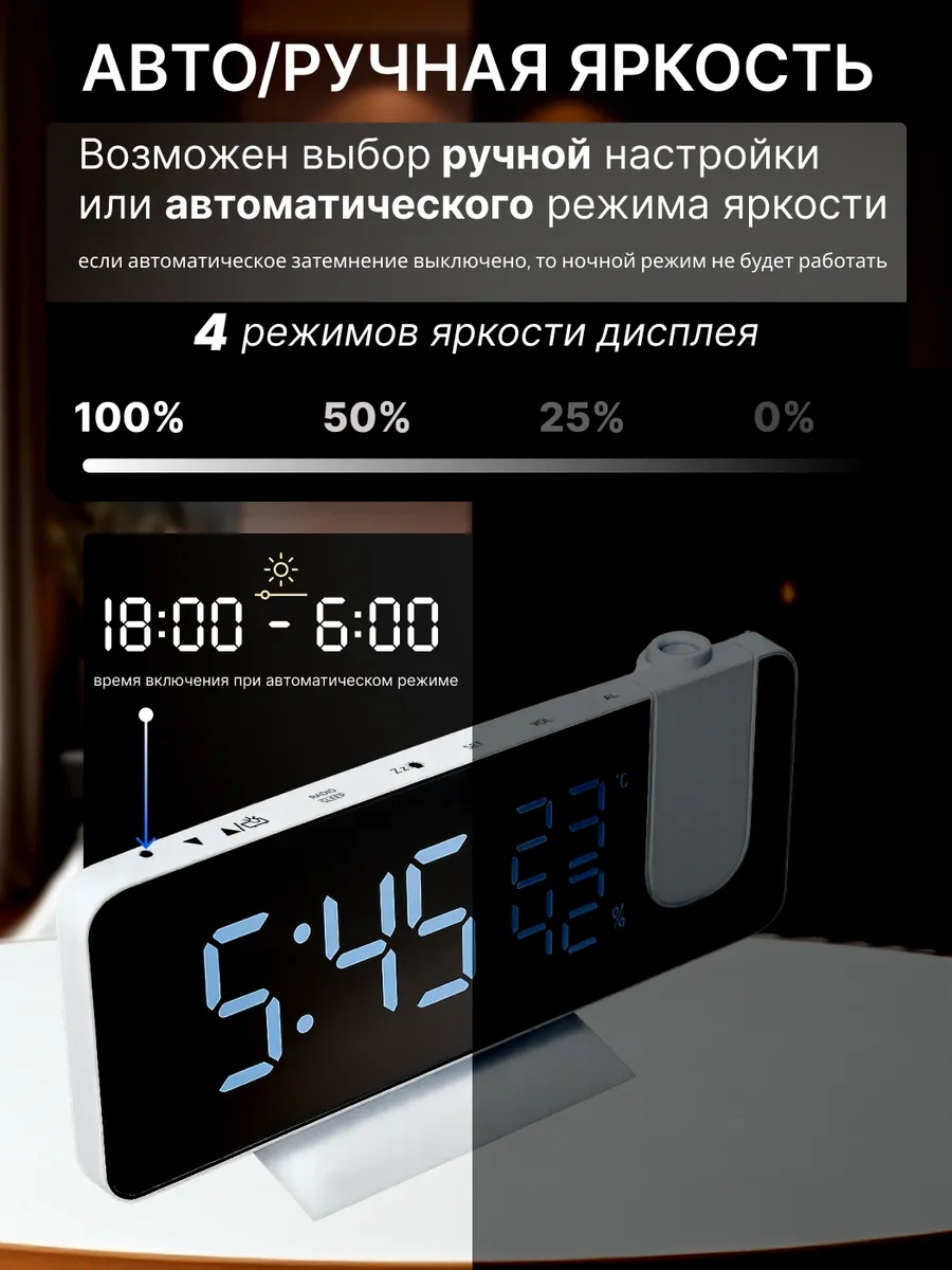 Casy Market Elektrikli Masaüstü Çalar Saat, Tavan Projeksiyon Özelliği 410034012 Beyaz