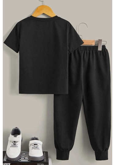 Çocuk Tüy Alt - Üst Eşofman Takımı Siyah