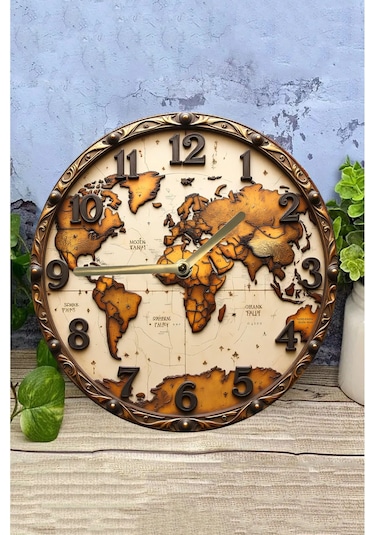 Sessiz Yuvarlak Ahşap Duvar Saati, Kuvars Hareketli 3d Görünümlü 2d Saat Sdw132 Renkli