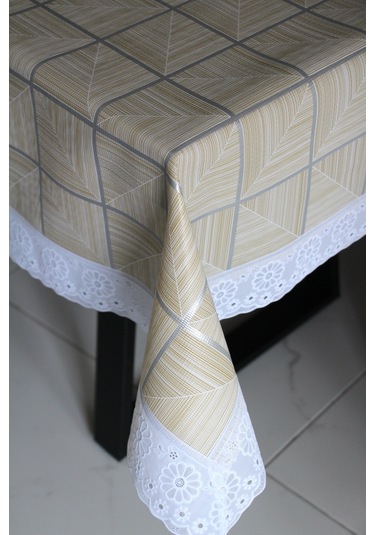 120x150 Zemin Kaydırmaz Silinebilir Muşamba Masa Örtüsü Kahvekaremetalik