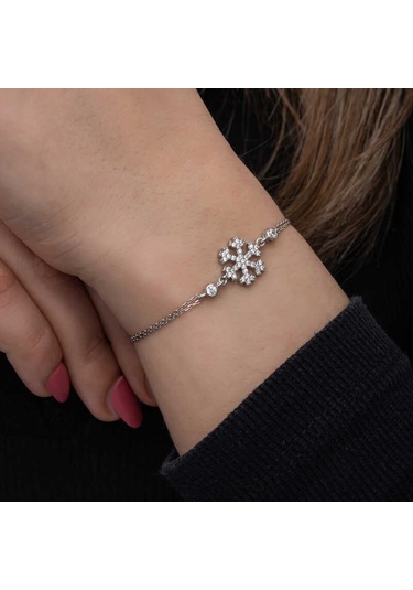 Blackcraft 925 Ayar Gümüş Kar Tanesi Kadın Bileklik Bc-8268bc