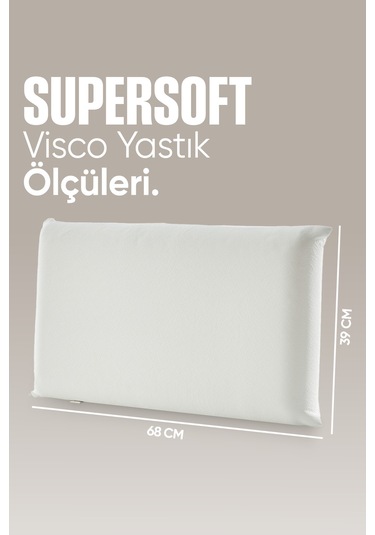 Büyük Boy Visco Yastık - Ortopedik Yastık - Süper Soft Uzun Visco Yastık - Hava Alabilir Kumaş Beyaz