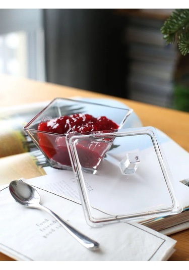 Pıta Kapaklı Cam Şekerlik, Ev Ve Kafe İçin 200 Ml. 314194713 Beyaz