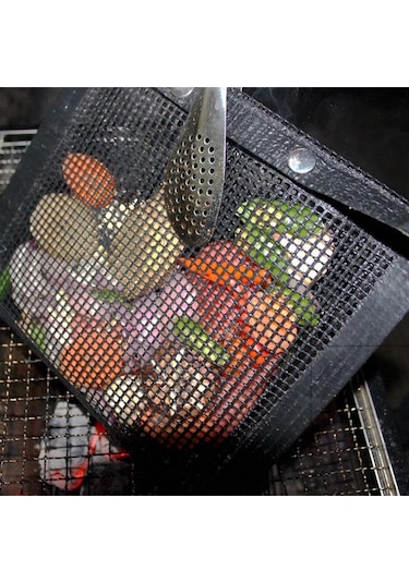 Homyl Açık Barbekü Izgara Örgü Çanta Yapışmaz Isıya S Siyah