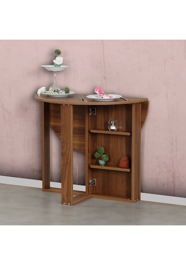 Pasifichome Middle Açılır Kapanır Mutfak Masası Ceviz / Yuvarlak Yemek Masası