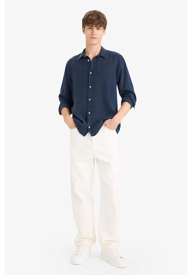 Defacto Regular Fit Twill Uzun Kollu Gömlek G0406ax25aunv175 Lacivert
