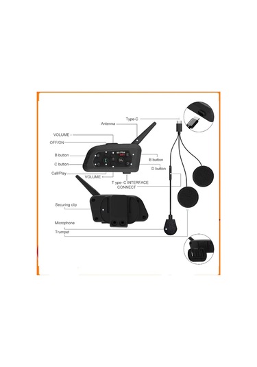 V6 Plus Motorsiklet Kaskı İntercom Su Geçirmez 1200 M