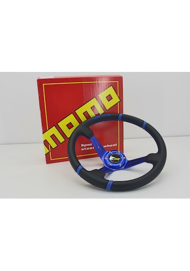 MOMO OFSETLİ SPOR DİREKSİYON DERİ MAVİ